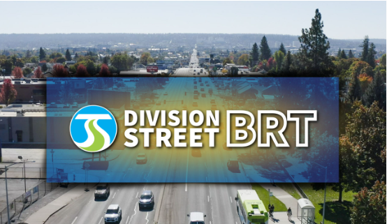 Division street aerial photo with text that says "Division Street BRT"